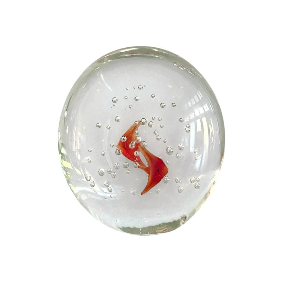 Blown Glass Fish Paperweight 4.5 Inch High Art Glass Hand Blown Glass
